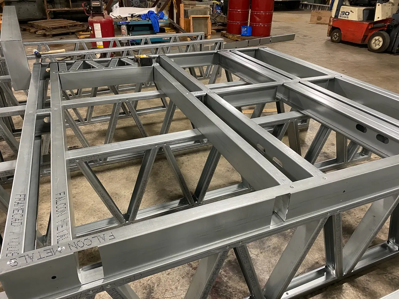 FRAMECAD light-gauge steel wall panel assembled in the Falcon plant