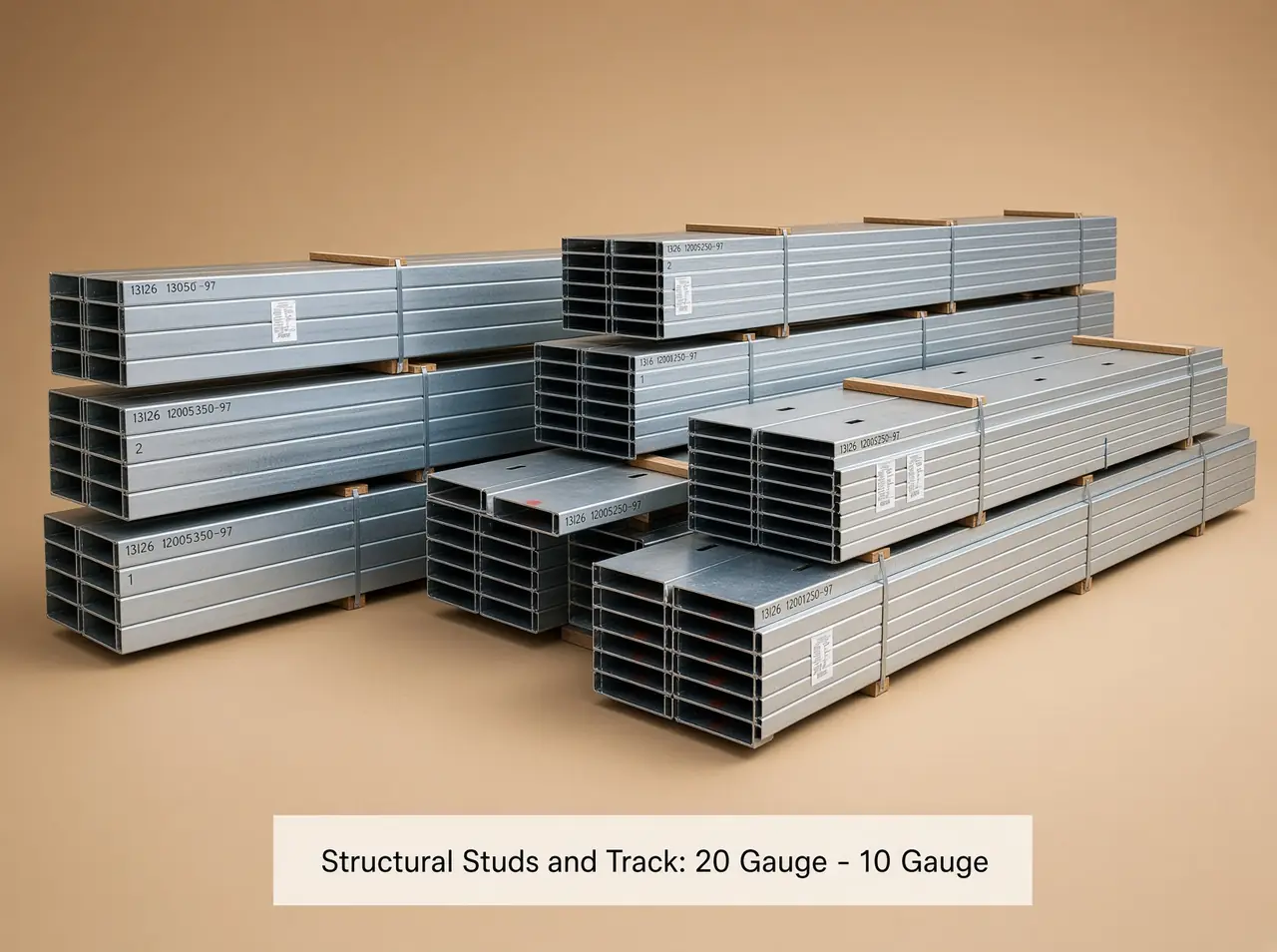 Structural studs and track bundled and tagged